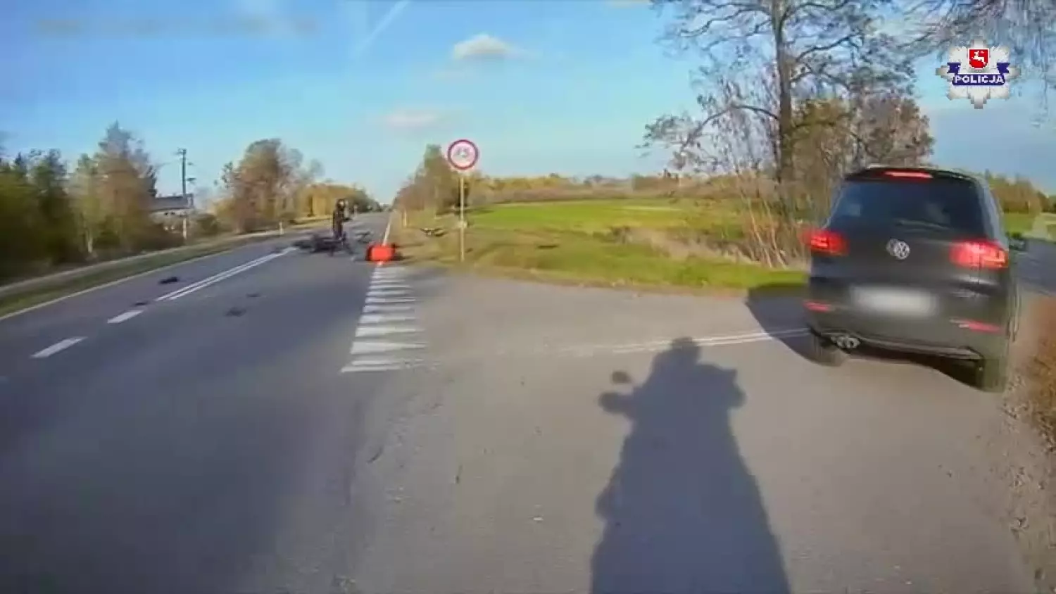 Wypadek motocyklistów i rowerzysty na trasie Lubartów–Parczew.mp4